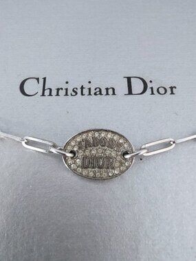 Dior Y2K vintage paperclip bracelet J'Adore Dior pave medallion adjustable w/COA